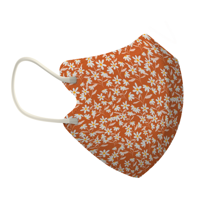 Summer Tiny Floral 3-ply 2D Slim Fit Mask - L Size (New Box of 5, Individually-wrapped)