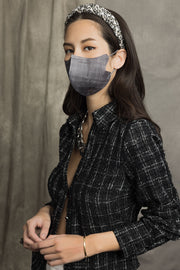 Textured Black 3-ply 2D Slim Fit Mask - L Size (New Box of 5, Individually-wrapped)