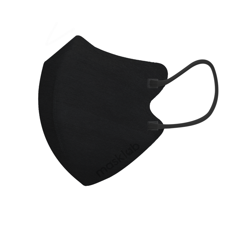 Black 3-ply 2D Slim Fit Mask - L Size (New Box of 5, Individually-wrapped)